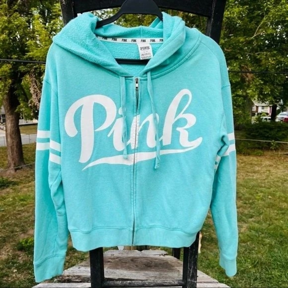 PINK Victoria's Secret Aqua Hoodie Jacket